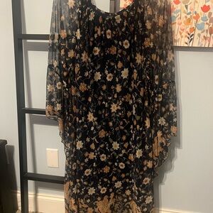 Floral Sheer Black Dress